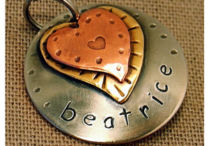 Double Hearts Beatrice Tag