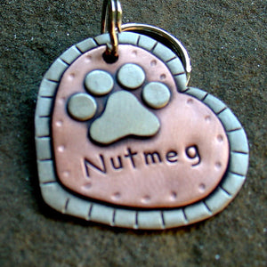 Heart Shaped Tag with Paw Print